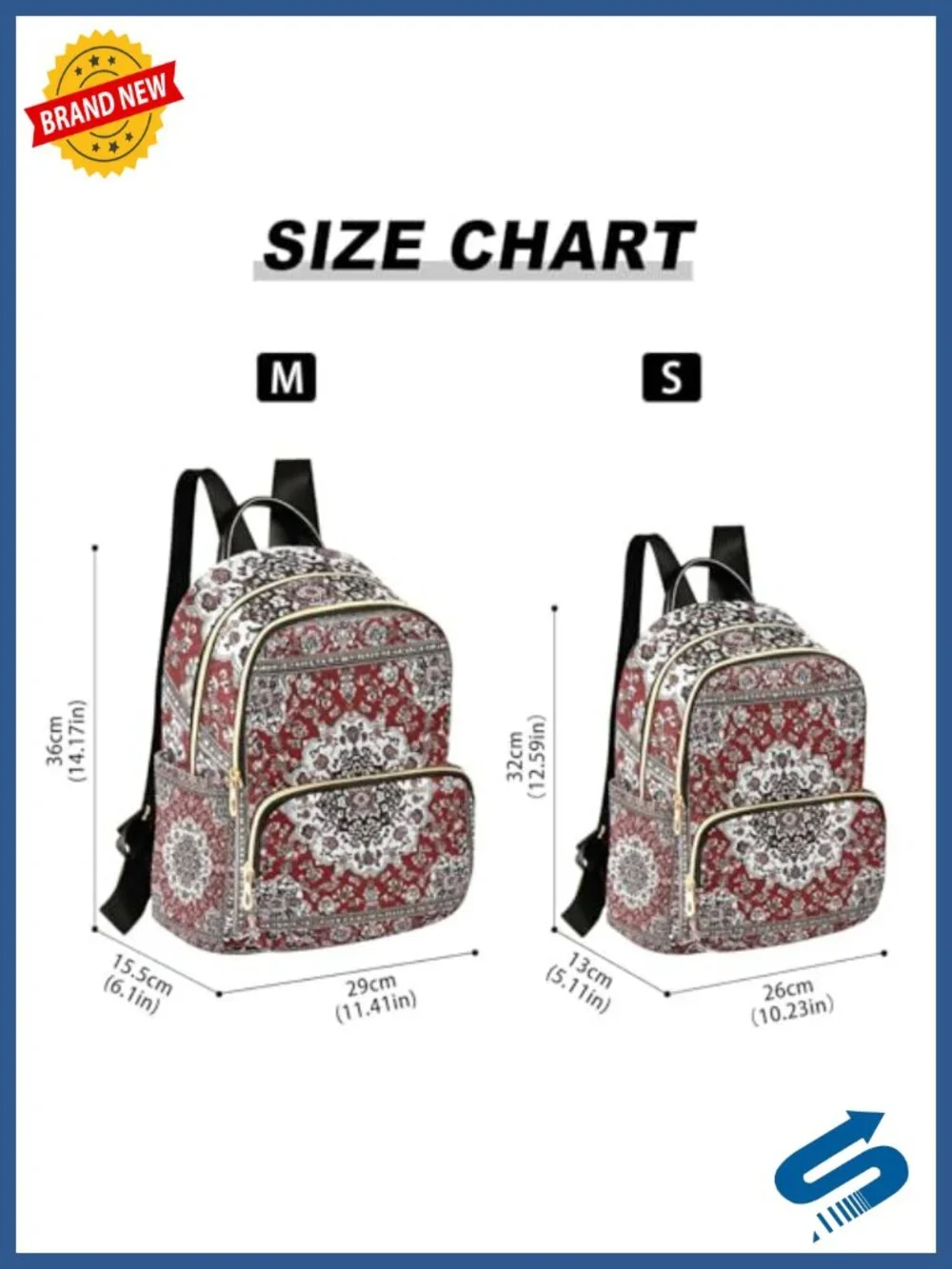 Boho Mandala Fashion Backpack Lightweight Travel Shoulder Bag Polyester